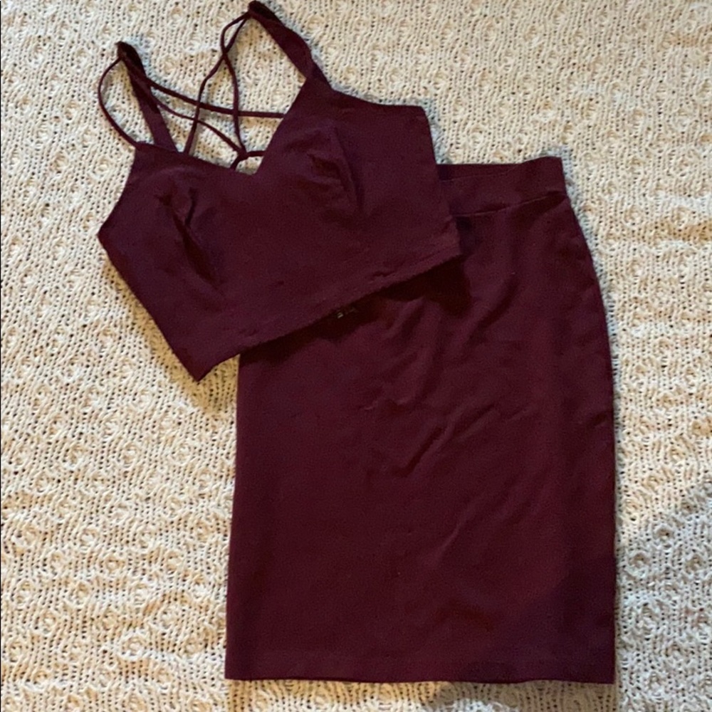 Charlotte Russe Burgundy Two-Piece Mini Dress Set